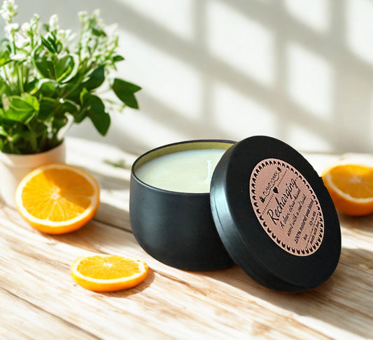 Recharging Candle • Citrus & Peppermint Scent • Coconut Soy Wax • Energizing Aromatherapy Candle • Uplifting Candle • Gift for Her